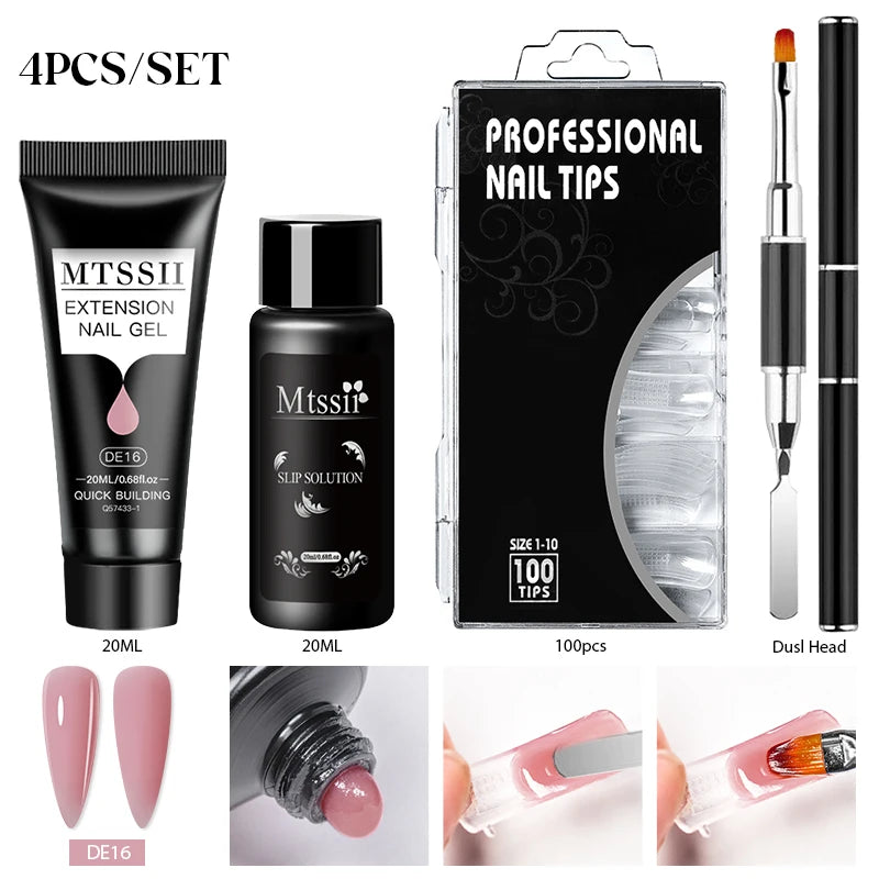 24-teiliges Set 20ml Poly Nail Extension Gel Kit Mini-UV-Lampe Versiegelung mit Basislack Überlack Professionelles Poly-UV-Nagelgel-Kit Starter-Kit