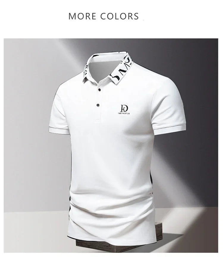Sommer Herren-Poloshirt modisches Eisseide schnell trocknendes Kurzarm-T-Shirt einfarbig locker sitzendes Businesskragen-Oberteil