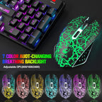 T87 Kabellose Tastatur-Maus-Set, Regenbogen-Hintergrundbeleuchtung, wiederaufladbare 2,4G Gaming-Tastatur, 2400 DPI Optische Gaming-Maus mit Mauspad