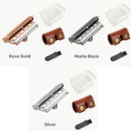 Shavcooo Glide Pro 4D Edelstahl Sicherheitsrasierer Umweltfreundlicher Dual-Halb-Rasierer für Herren und Damen Geschenkset mit Reiseetui