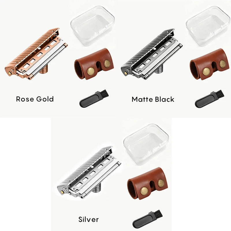 Shavcooo Glide Pro 4D Edelstahl Sicherheitsrasierer Umweltfreundlicher Dual-Halb-Rasierer für Herren und Damen Geschenkset mit Reiseetui