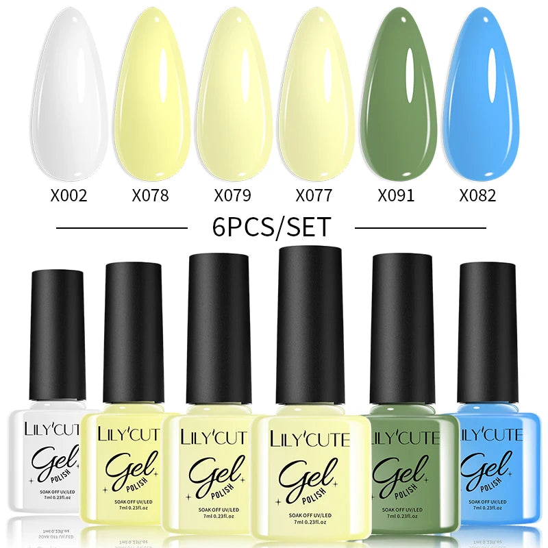 LILYCUTE Nagelgel-Politur-Set, Rosa Grün, Frühling, DIY-Nagelkunst-Design, lang anhaltend, Soak Off UV Gel, Maniküre, Malgel, Vernis-Kit