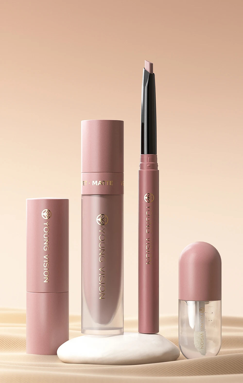4tlg. Set Langanhaltendes Wasserdichtes Lippen-Make-up-Kit – Weicher, geschmeidiger cremiger Lippenstift & Lipgloss Lip Oil Set