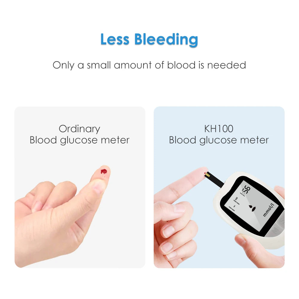 Medizinischer Blutzuckermesser 50 Blutzuckerteststreifen Lanzetten Blutzuckermessgerät Kit Zuckermonitor Glucometro für Diabetes mmol/L oder mg/dL Zweitbild