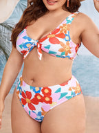2026 Große Größen Bikinis Bedruckter Bowknot Badeanzug Damen Hohe Taille Bademode Weibliche Badegäste Badebekleidung Schwimmanzug