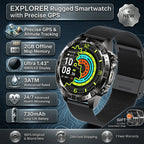 GPS Smart Watch for Men 2G ROM GPS Offline Maps Waterproof Swim Hiking Fitness Tracker Sleep SpO2 Rugged Durable Smartwatch GPS