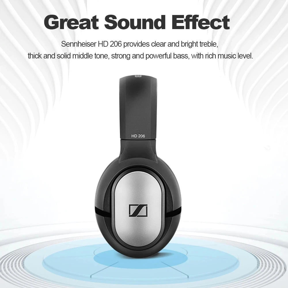 Sennheiser HD206 Over-Ear Kabelgebundene HiFi-Treiber Stereo-Bass Audiophile Kopfhörer Original Noise-Cancelling Monitoring Headset