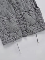 Herbst Winter Damen Stehkragen Leichte Ärmellose Baumwollweste Damen Taschendekoration Tanktop