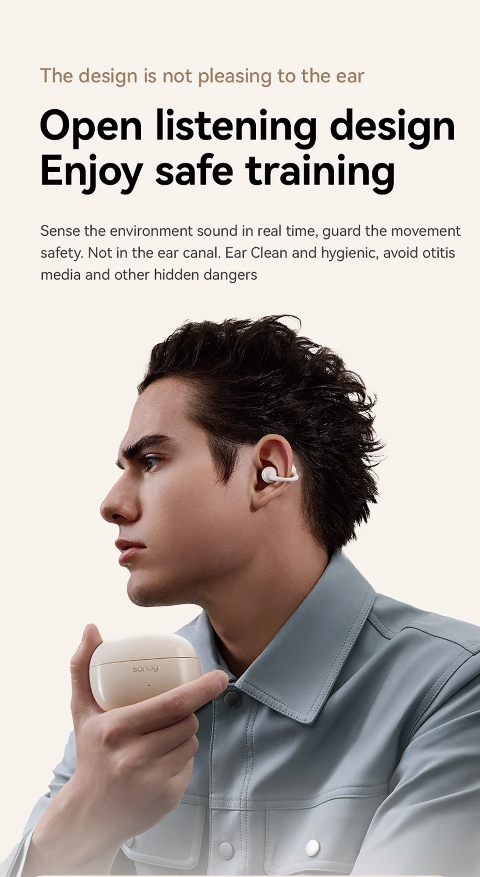 Sanag Z60S Ohrclip-Kopfhörer OWS HiFi-Sound Open-Ear-Ohrhörer Audífonos Bluetooth Kabellose Kopfhörer Flash-Sale Headset