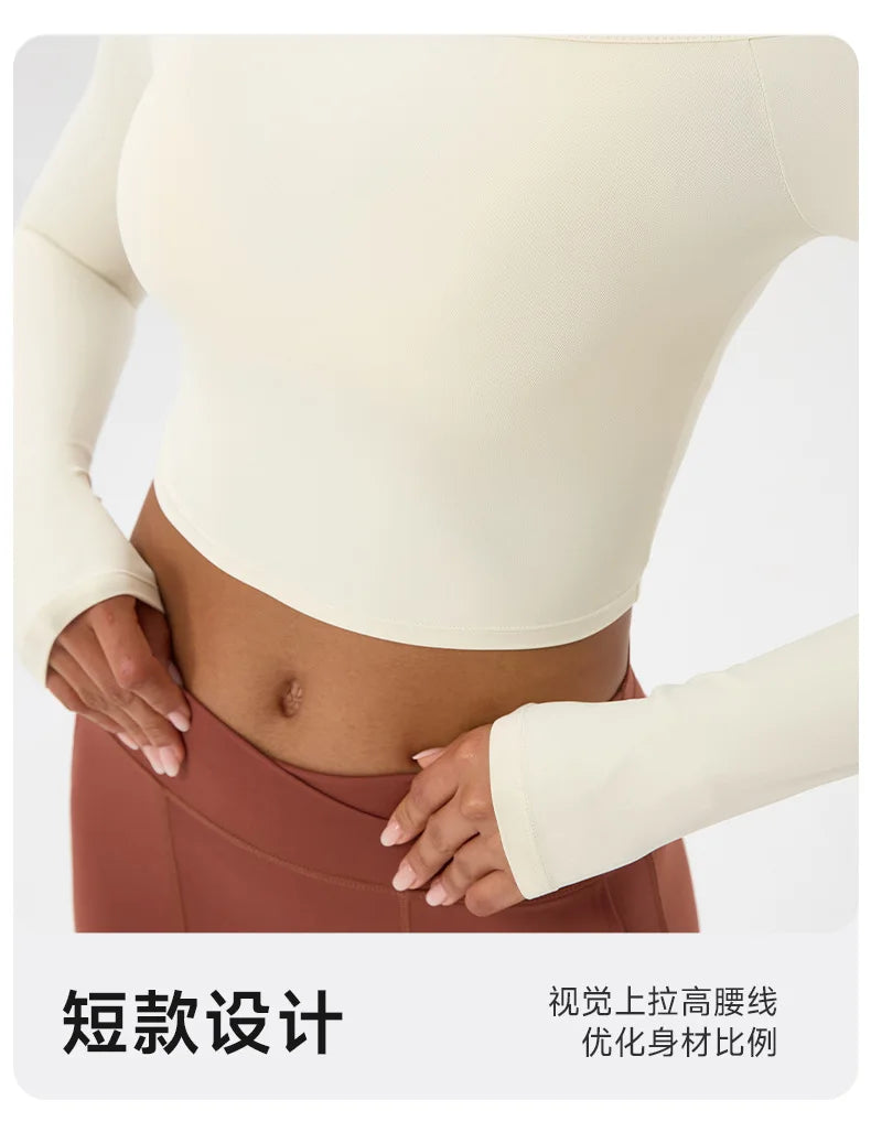 Yoga Langarm T-Shirt Damen Ein-Schulter Sexy Eng Anliegende Fitness-Oberteile Nude-Feel Schnelltrocknendes Sport Langarm Yoga Shirts