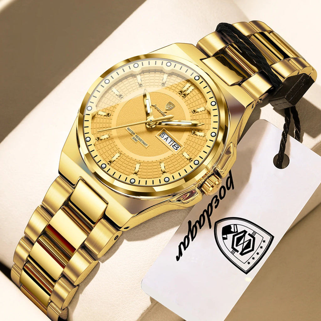 POEDAGAR Fashion Damen-Armbanduhr, Top Elegant, Woche, Datum, Damen-Uhr, Quarz, Edelstahl, Leuchtend, Wasserdicht, Damenuhren, Reloj