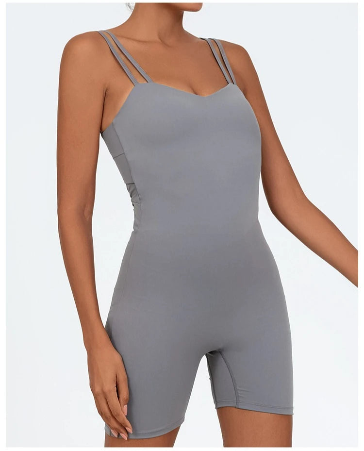 Greenora Damen Workout Strampler Sexy Rückenfrei Yoga Overall Eng Anliegend Body Fitness Activewear Ärmellose Sportbekleidung Einteiler