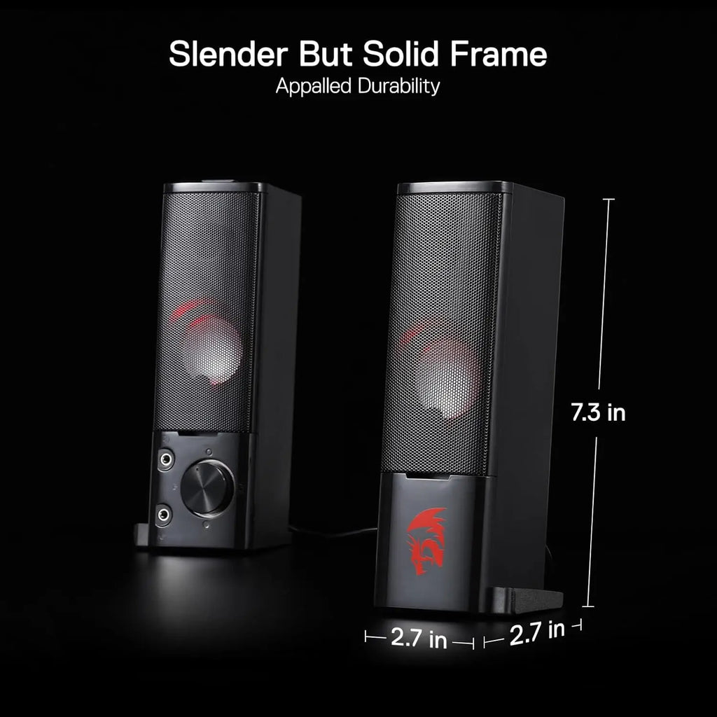 Redragon GS550 PC Gaming Lautsprecher 2.0 Kanal Desktop Computer Soundbar Qualität Bass & Anständige rote Hintergrundbeleuchtung