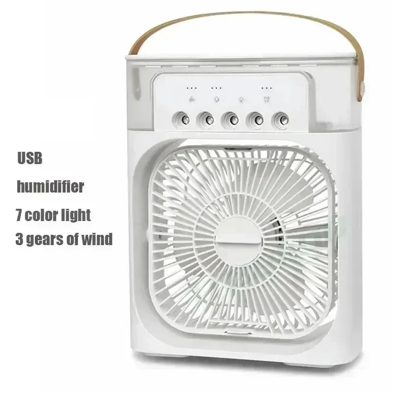 3-in-1 Mini Luftkühler Ventilator Tragbare Haushalts Klimaanlage Luftbefeuchter LED Nachtlicht für Zuhause Büro Schreibtisch Verwendung 25.5x18.5x8cm