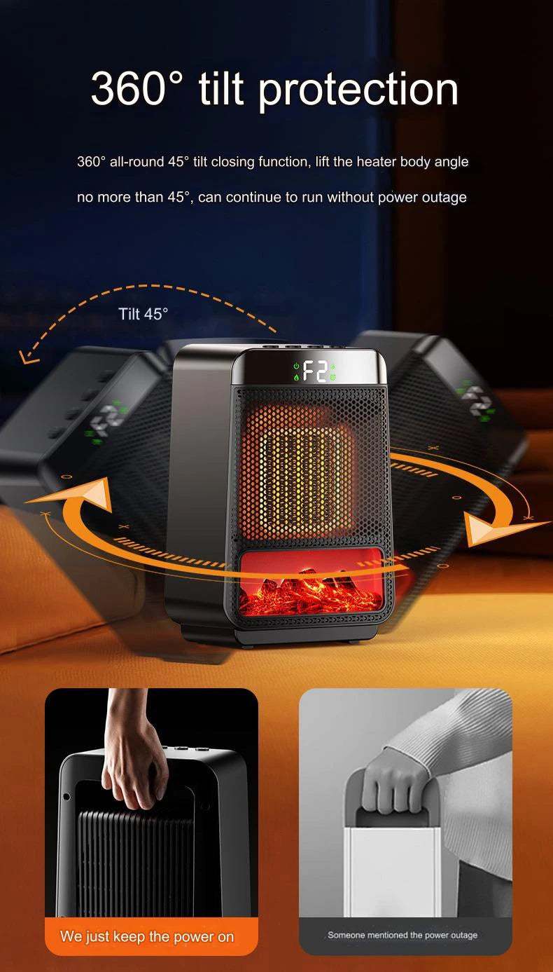 Tragbarer elektrischer Heizlüfter Tragbarer Desktop 1000W PTC Heizlüfter Warmluftgebläse für Haushalt Büro Mini Heizgerät