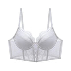 Französische Spitze Push-Up-Dessous-Set Frau dünner Bügel-BH, durchsichtige geraffte Chemise, weich, zierlich, kleine Oberweite S-XL Hot Sale