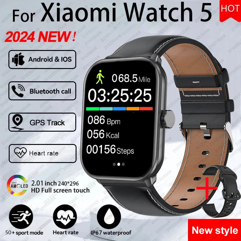 For Xiaomi Watch 5 Smart Watch Men HD AMOLED Screen Heart Rate Bluetooth Calling GPS Tracking Waterproof Sports SmartWatch Women