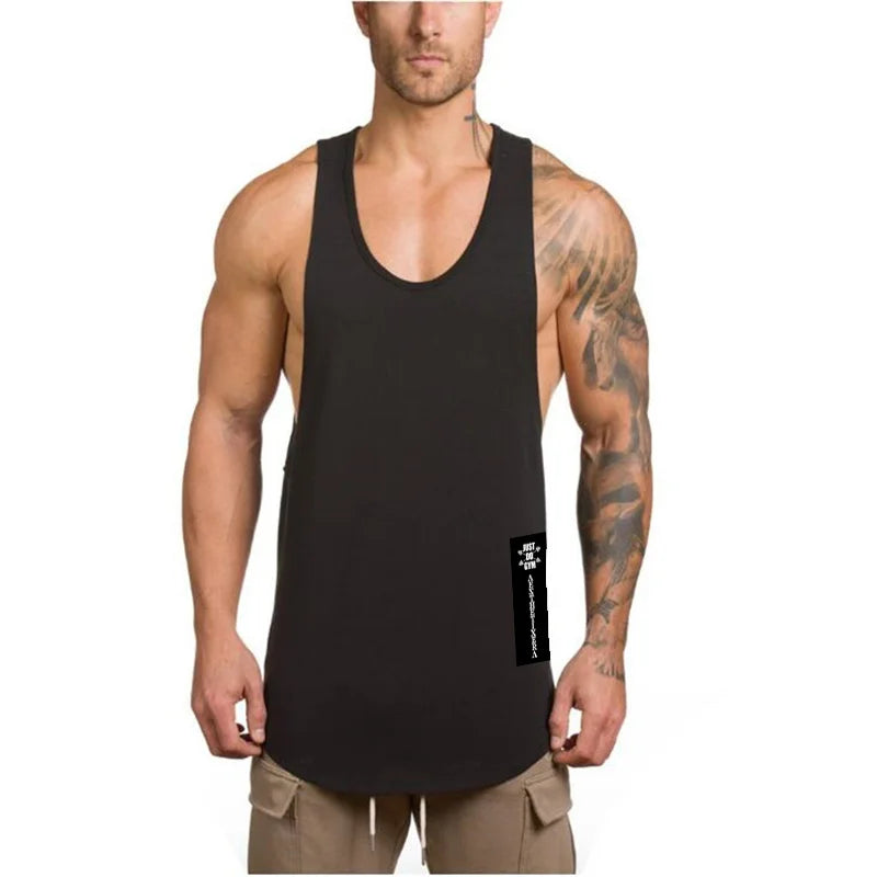Brand Gym Sport Clothing Cotton Singlets Bodybuilding Stringer Tank Tops Mens Fitness Shirt Muscle Guys Sleeveless Running Vests