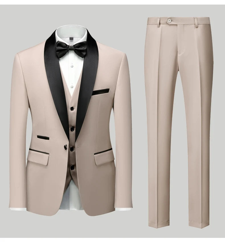 Herren Casual Business Anzug Smoking High End Marken Boutique Mode Sakko Weste Hose Bräutigam Hochzeitsanzug Party Anzug