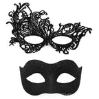 2er-Set, elegante schwarze Spitzen-Masken für Paare für Kostümpartys