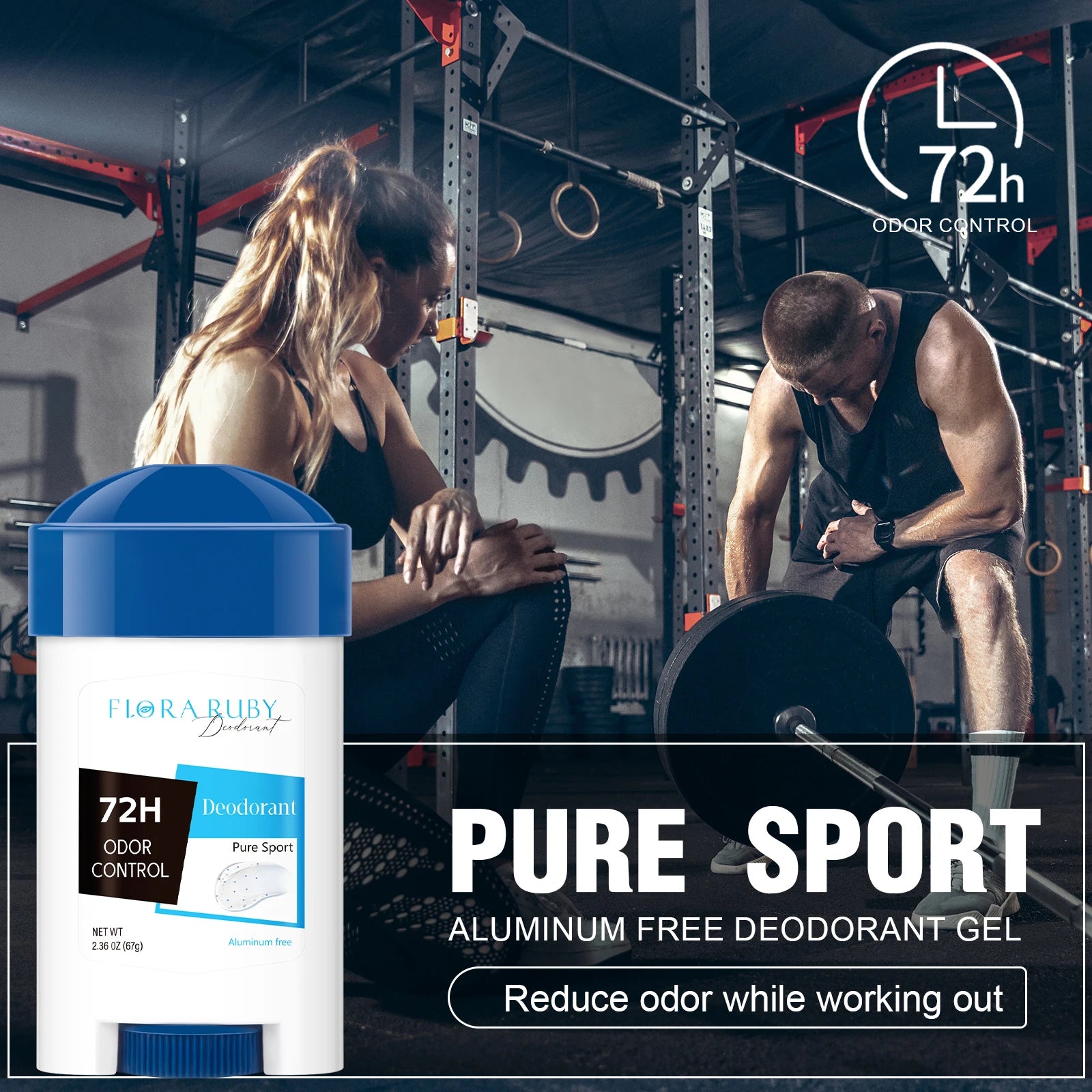 72h Langzeit Deodorant Herren, Aluminiumfrei Frischer Duft, Pure Sport für Fitnessstudio & Training, Achselgeruchsentfernung, Keine Flecken