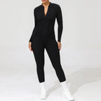 Damen-Trainingsanzug Fitness-Workout Sportkleidung Outfit Reißverschluss-Jumpsuit Yoga Fitness Overall Set Offene Rücken Bodysuits Anzug für Damen