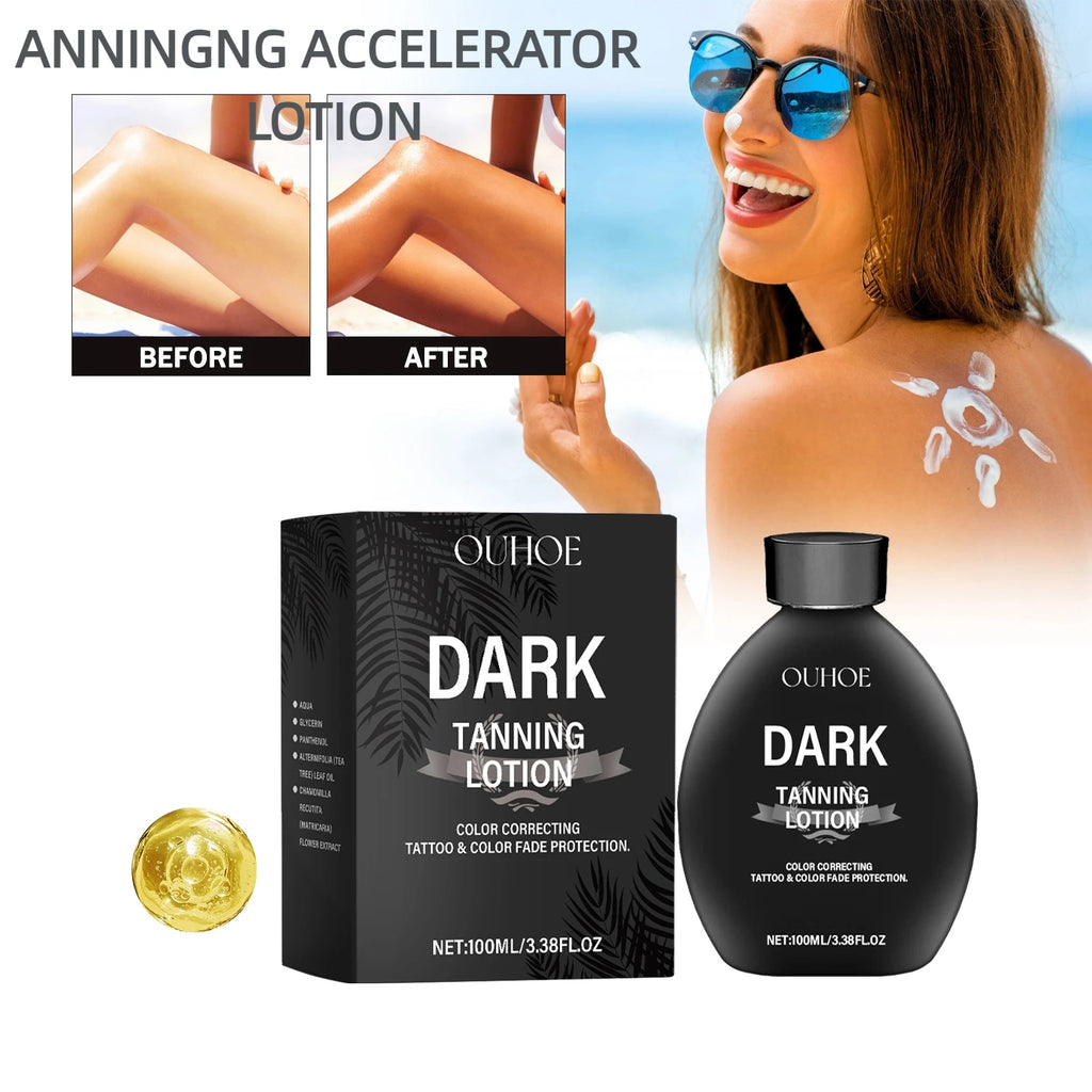 Bräunungsbeschleuniger-Lotion Sommerbronzer Strand-Solarium-Bräunung Verbessert ungleichmäßigen Hautton Lang anhaltende feuchtigkeitsspendende Bräunungscreme