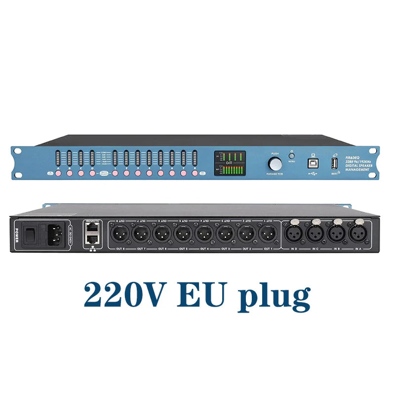 DP48X Professioneller Digital-Audioprozessor 4 Eingänge 8 Ausgänge Drive Rack Prozessor mit RIR DEQ 192KHZ Lautsprechermanagementsystem