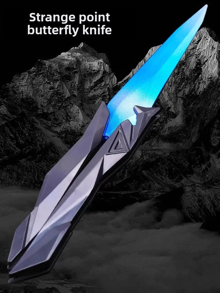 Taktischer Shooter faltbares Schmetterlingsmesser – 3D graviertes Sammlerstück tragbares Nahkampf-Ausrüstungsstück für Cosplay/Gaming-Zubehör Geschenke