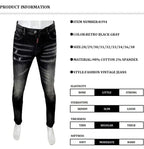 Street Fashion Herren Eng Schwarz Grau Jeans Retro Elastische Schlankmachende Split-Style Jeans Herren Retro Designer Brand Jeans Hombre