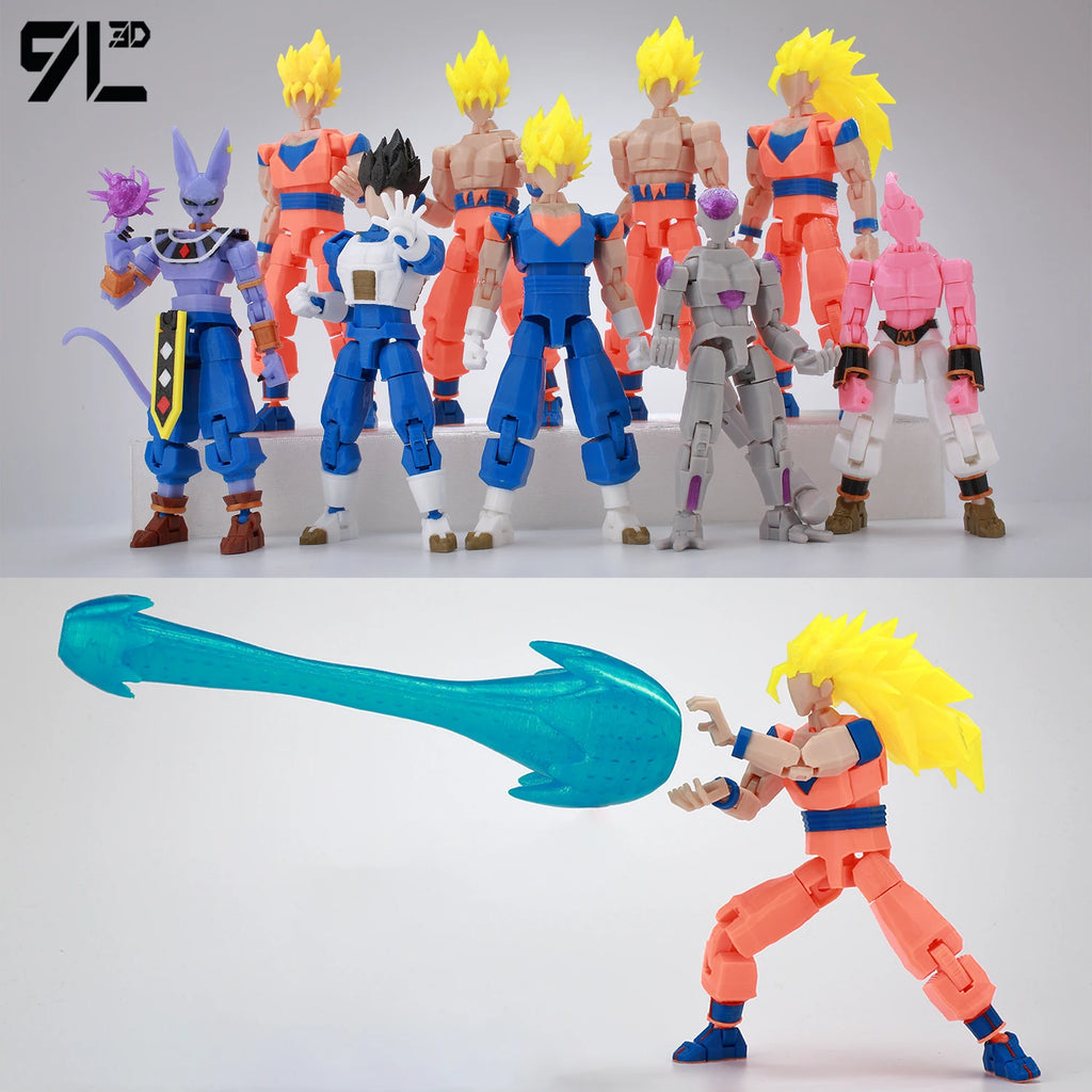 9L3D Gedruckte Dragon Ball Son Goku Vegeta Beerus Frieza Anime Lucky13 Dummy13 Titan13 Actionfiguren Mehrgelenkige Bewegliche Spielzeuge