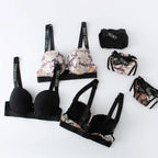 Buchstabe Strass Sport Leopard Sexy Dessous Set Geraffter Push Up Nahtloser BH Set Mode Spurenlose Dünne Fitness Unterwäsche
