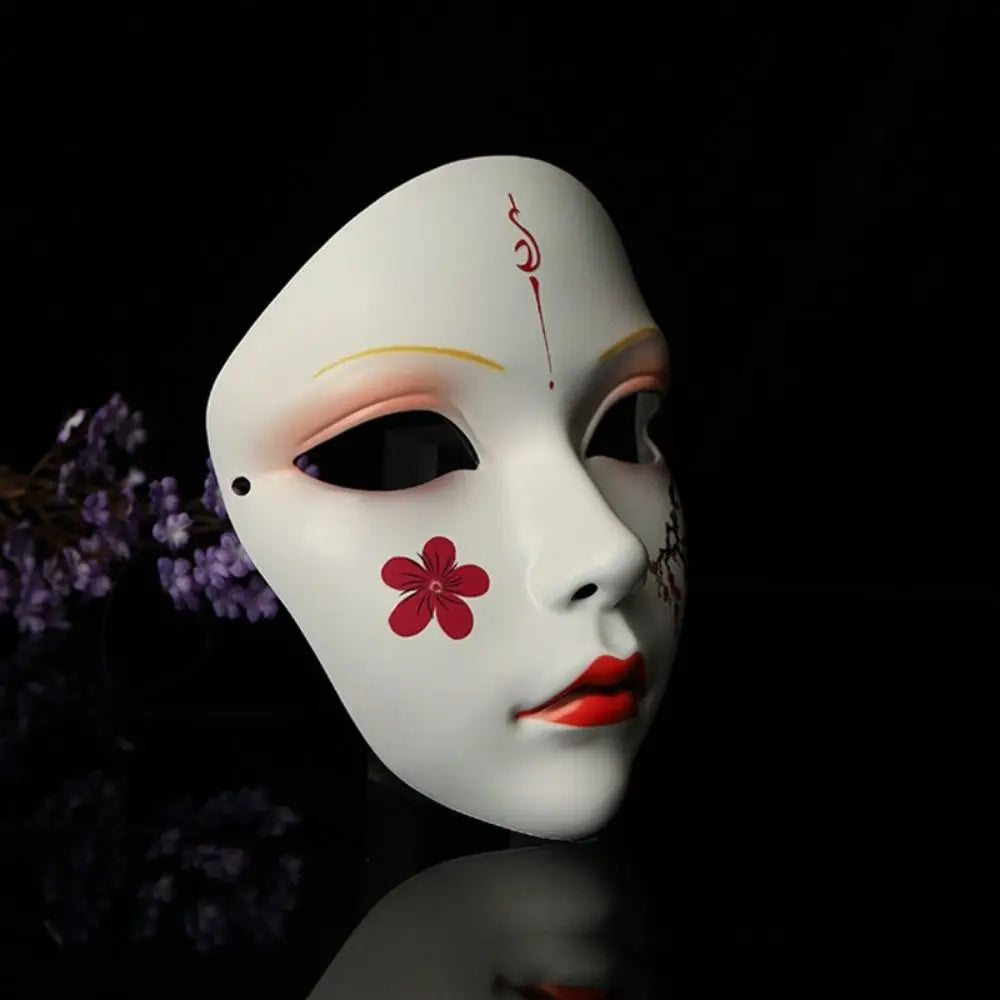 Party Supplies Vollgesichts-Cosplay Geisha Maske Blumen-Verkleidung Hanfu Cosplay Maske Maskerade Gruselige japanische Maske Kinder