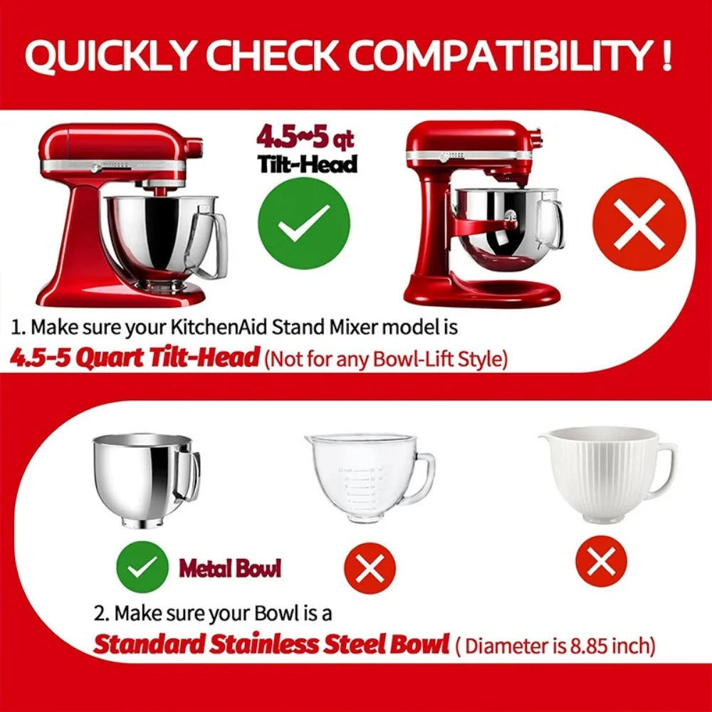 Spritzschutz, Abnehmbarer Klappdeckel für KitchenAid 4.5-5QT Küchenmaschine mit Kippkopf, Zubehör für Rührschüsseln