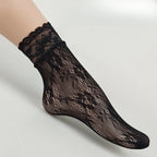 5 Paar Blumen-Spitzensocken Dünne Atmungsaktive Kurze Socken Sommer Netz Lolita Fischernetz Damenstrümpfe Strumpfwaren