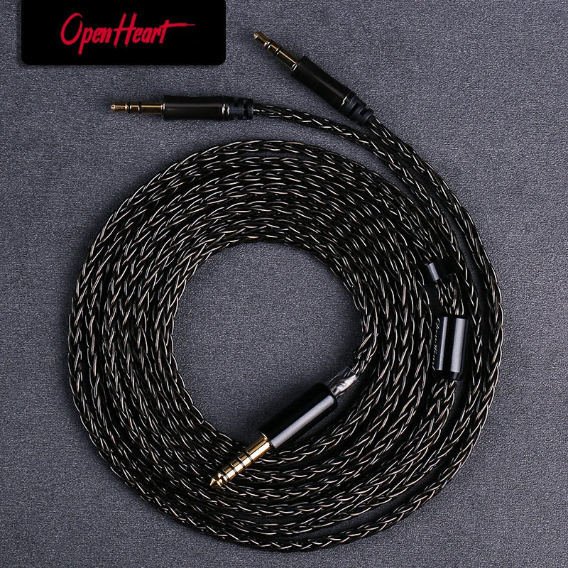OPENHEART 16-adriges Kopfhörerkabel 1 zu 2 Klinken dual 3.5/2.5/4.4mm/XLR symmetrisches Kabel für HIFIMAN DENON Ersatzkabel 2m 3m