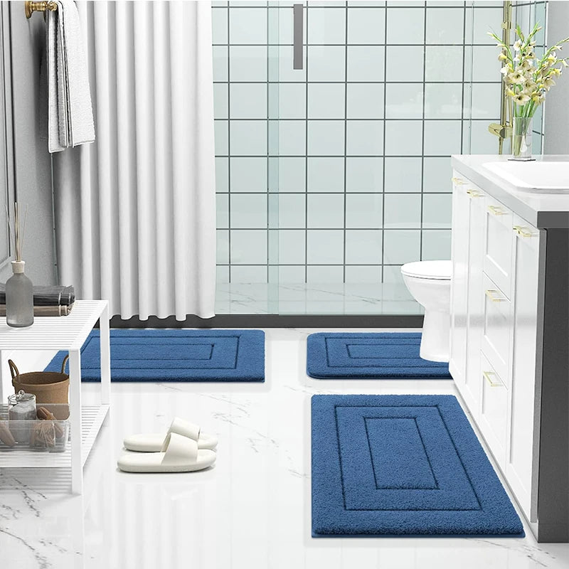 Homaxy Doppelrahmen Velours Badematte Fußmatte Indoor rutschfeste Türmatte Schmutzfang saugfähig Komfortable Badematte
