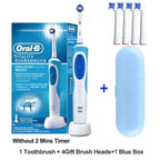 Oral B Elektrische Zahnbürste 2D Rotierende Vibrationsreinigung Ladezahnbürste Cross Action Borsten Mundpflege 4 Geschenk-Bürstenköpfe gratis
