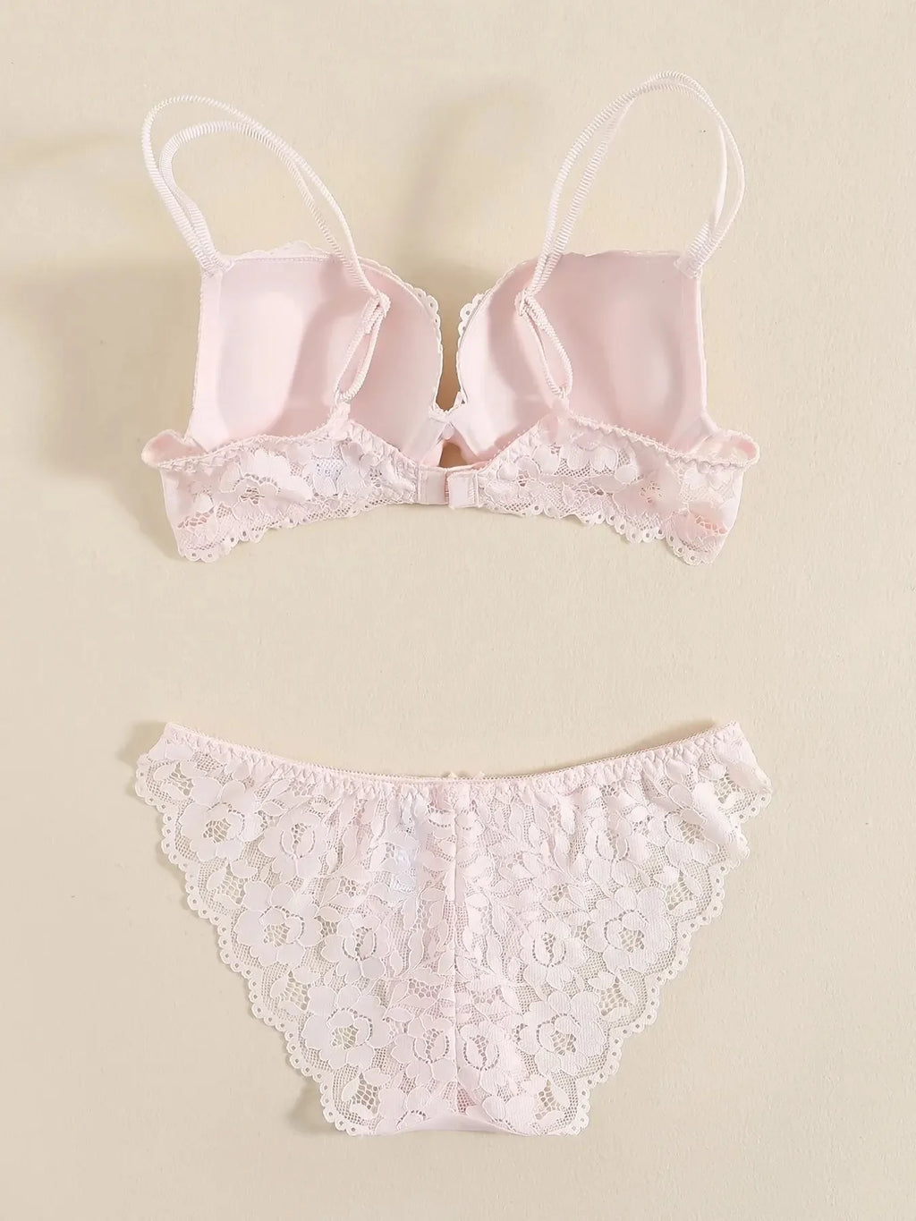 1 Set Elegantes Dessous-Set aus Spitze mit Stickerei und atmungsaktivem Stoff: Push-Up-BH, transparenter Schlüpfer mit tiefem Bund – das ultimative Valentinstagsgeschenk