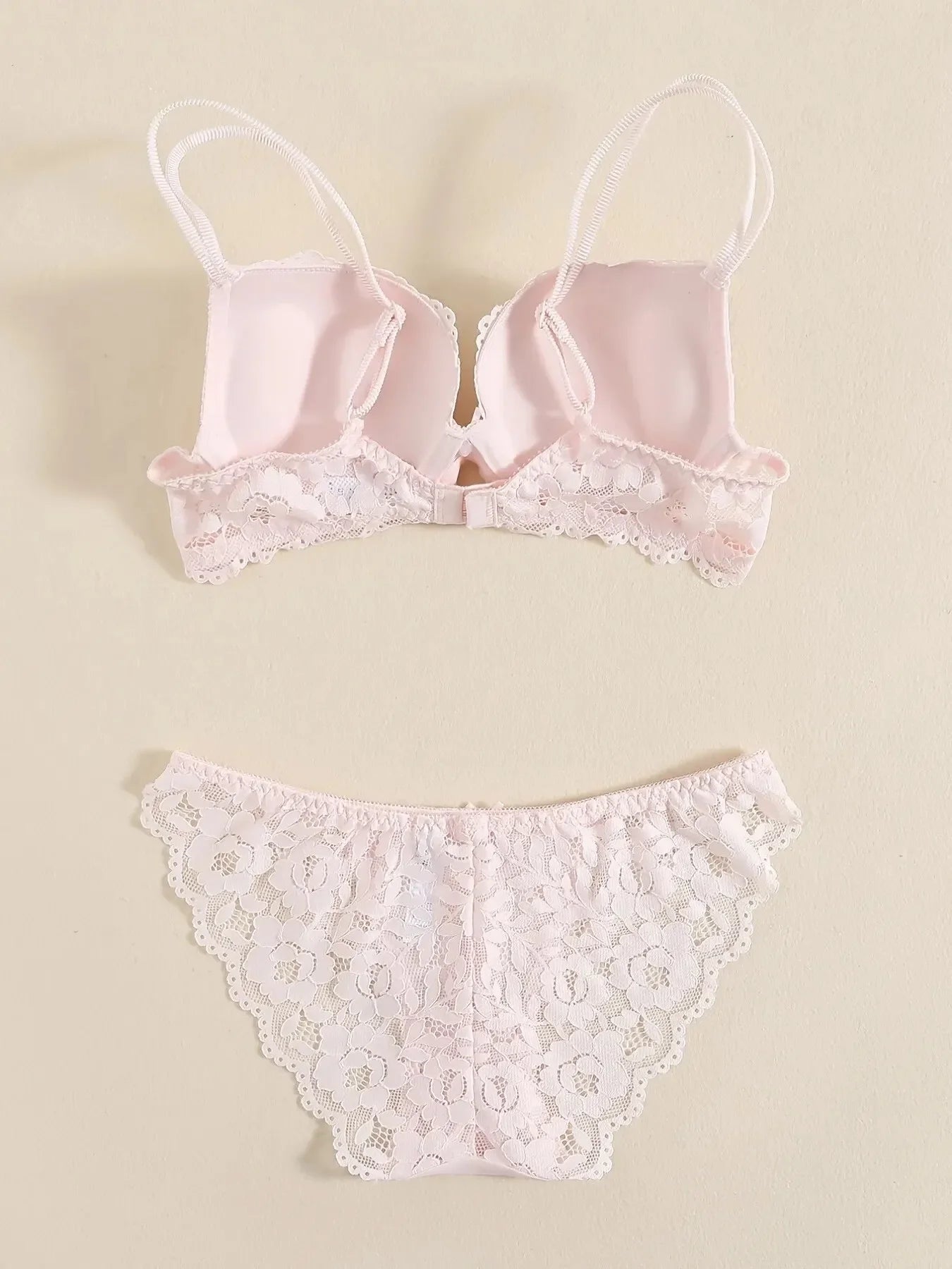 1 Set Elegantes Dessous-Set aus Spitze mit Stickerei und atmungsaktivem Stoff: Push-Up-BH, transparenter Schlüpfer mit tiefem Bund – das ultimative Valentinstagsgeschenk