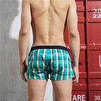 SEOBEAN Klassische Herren Boxershorts kariert 100% Baumwolle Unterwäsche Boxershorts U-konvexer Beutel Pfeil Panties Shorts Herren Schlafunterteile
