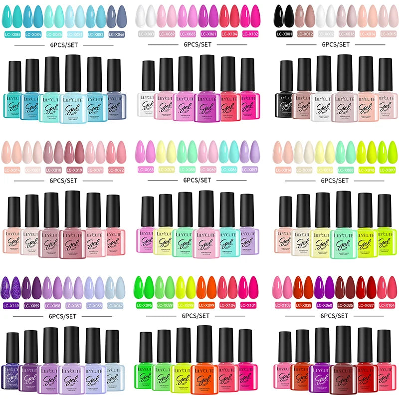 LILYCUTE Nagelgel-Politur-Set, Rosa Grün, Frühling, DIY-Nagelkunst-Design, lang anhaltend, Soak Off UV Gel, Maniküre, Malgel, Vernis-Kit