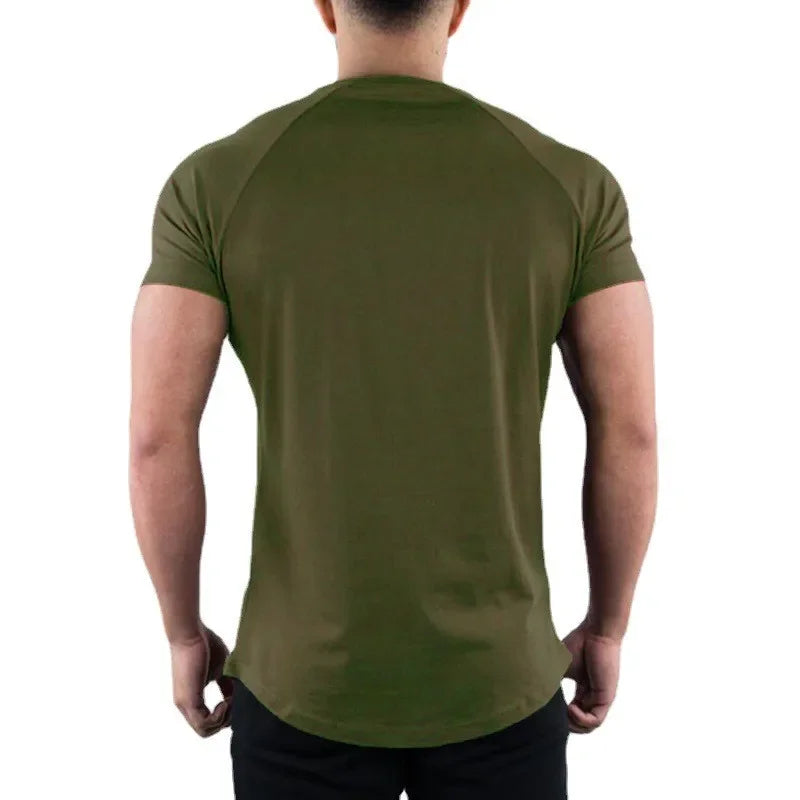 Herren Sommer Fitness Einfarbiges Gym T-Shirt Bekleidung Rundhals Kurzarm T-Shirt Baumwolle Slim Fit T-Shirt Bodybuilding Workout T-Shirts Oberteile