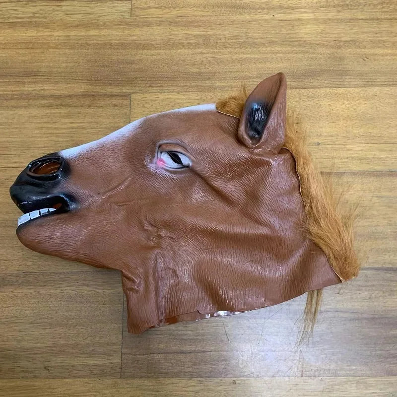 Herren Braunes Pferd Masken Mädchen Lustige Pferdekopfmaske Latex Tiermaske Neuheit Halloween Cosplay Kostüme Kopfbedeckung Mascara De Latex