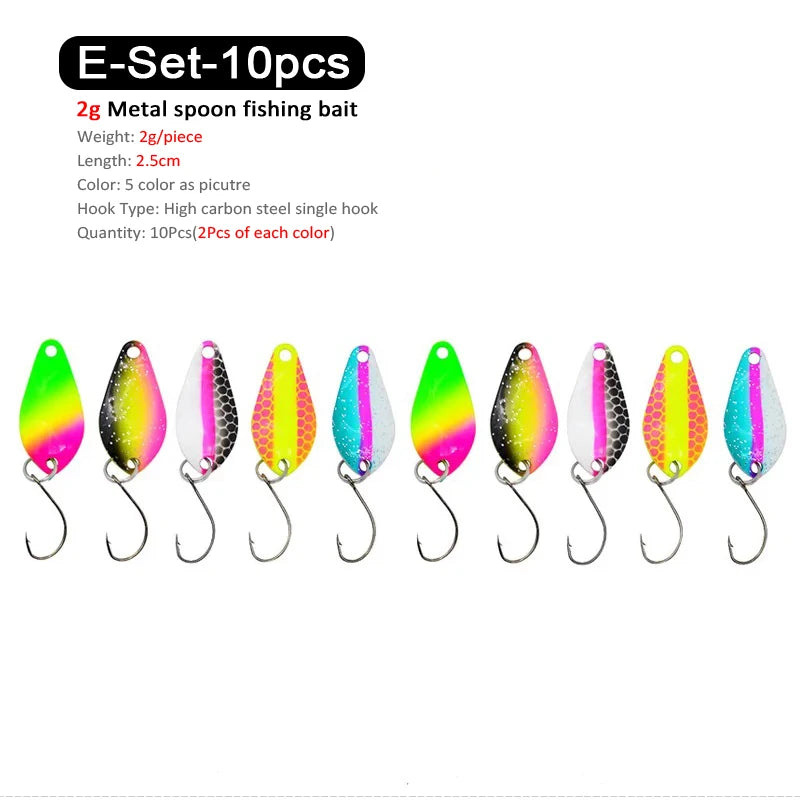 7/9/10 Stück Forellenköder 2,5g/2,6g/3g/3,2g/3,5g/5g Metalllöffel Angelköder Wobbler Casting Jigging Angelzubehör Pesca Döbel