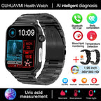 2025 Neue KI-Diagnose Blutfette Harnsäure Körperzusammensetzung Test Smartwatch für Herren EKG+PPG Bluetooth Anruf Gesundheits-Smartwatch