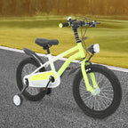 16 Zoll Kinderfahrrad Carbonstahl Mountainbike mit Stützrädern & LED-Licht für 5-8 Jahre, Höhenverstellbar, 60kg