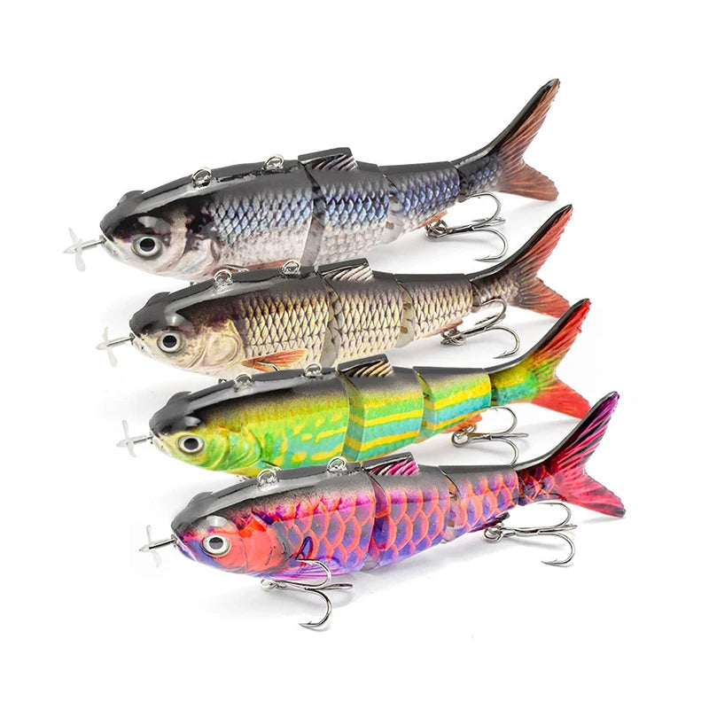 Automatischer Swimbait, elektrischer, robotergesteuerter Angelköder, 4-Segment, automatisch, mehrteiliger Köder, USB-wiederaufladbar, Wobbler, Pesca-Zubehör