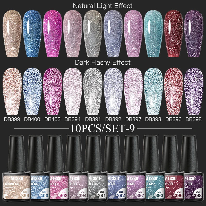 10/12PCS/SET Katze Magnetisches Gel Nagellack Set 9D Reflektierendes Glitzer Gel Halbpermanentes UV Gel Soak Off Funkelndes Nagelkunst Kits