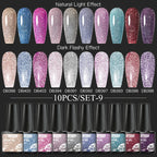 10/12PCS/SET Katze Magnetisches Gel Nagellack Set 9D Reflektierendes Glitzer Gel Halbpermanentes UV Gel Soak Off Funkelndes Nagelkunst Kits